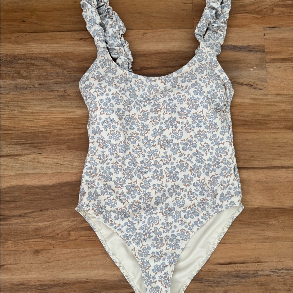 Rylee + Cru Blue Floral One Piece Swimsuit